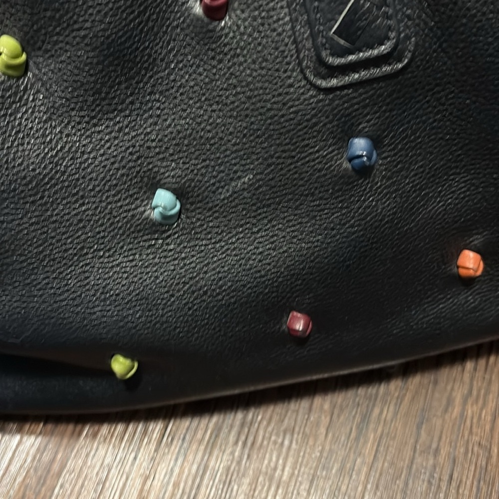 Tehra B polka dot Black Leather Handbag - Picture 2 of 9